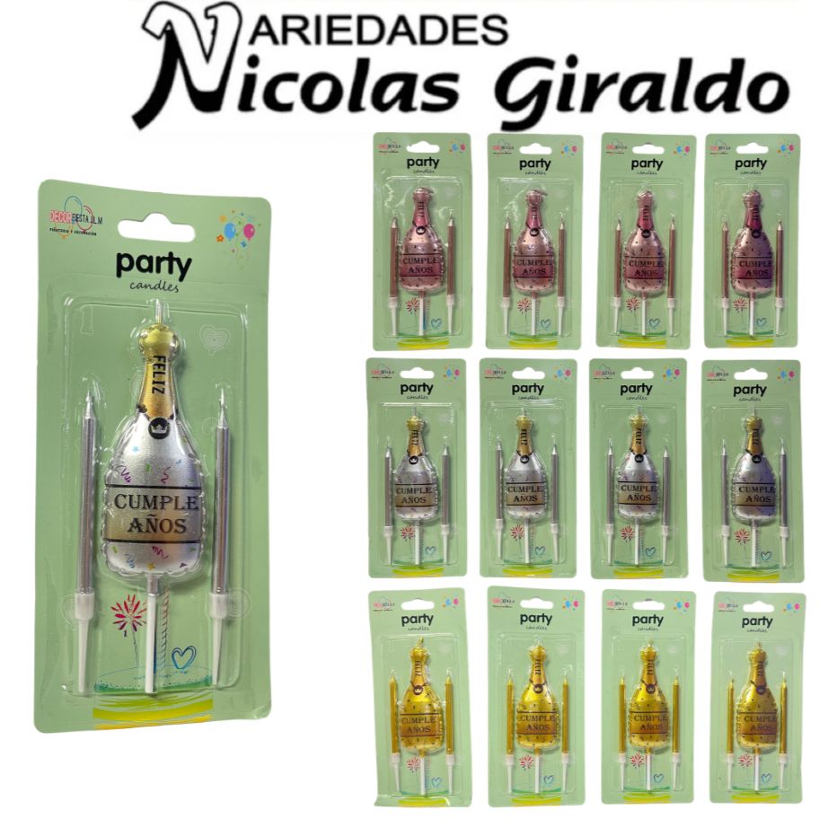 Vela feliz cumpleaños botella