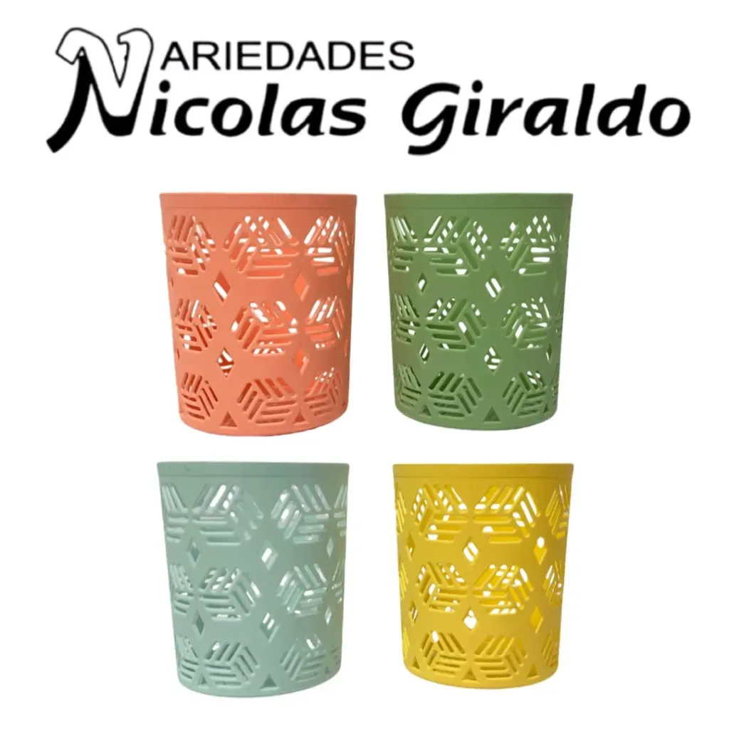 Canasta decorativa plastica pastel redonda