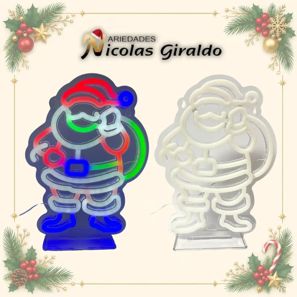FIGURA PAPA NOEL ACRILICA LUZ LED USB