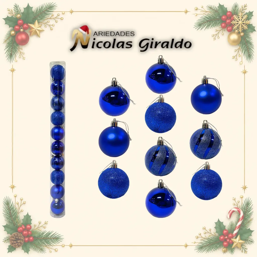 [J838DB] BOLA NAVIDEÑA 6CM X10 AZUL