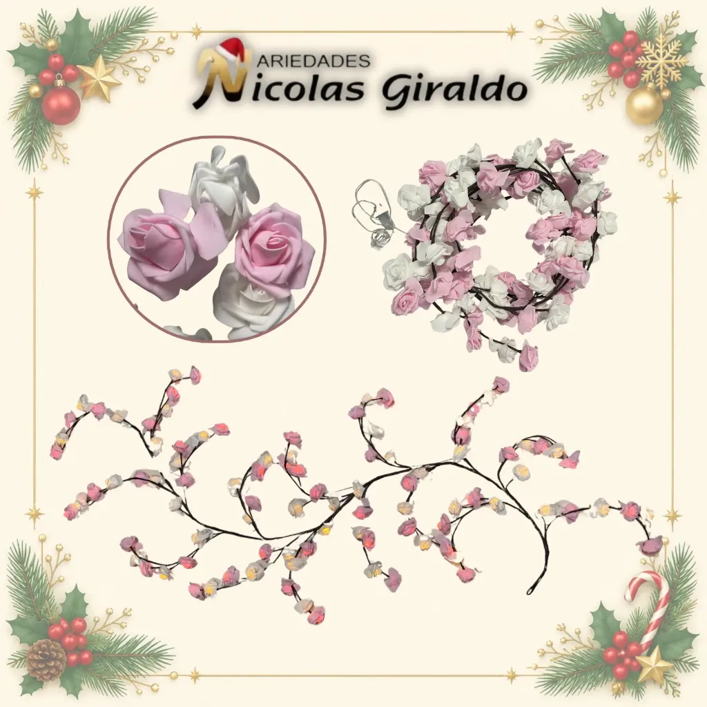 INSTALACION FLOR ENRREDADERA ROSAS 2MTS 96L
