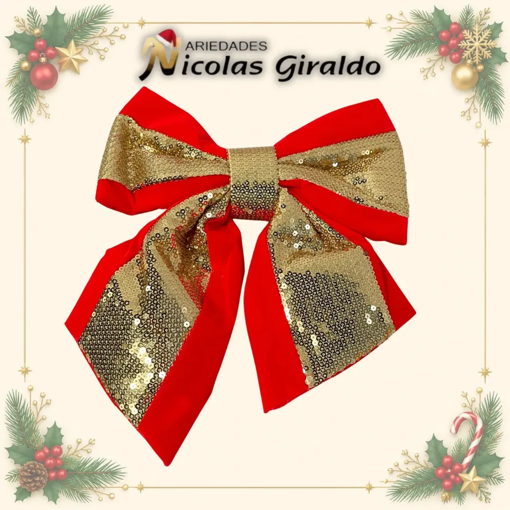 MOÑO NAVIDEÑO TELA LENTEJUELA