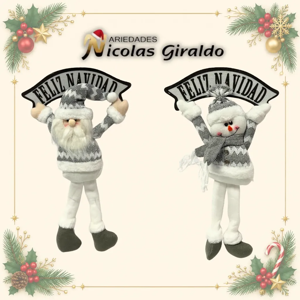 MUÑECO NAVIDAD COLGAR FELIZ NAVIDAD