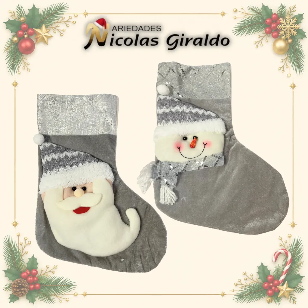 [S5118] BOTA NAVIDEÑA GRANDE GRIS