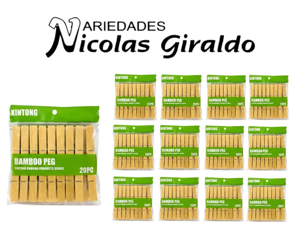 (SMR26-138)Gancho pinza madera x20 paquete x12