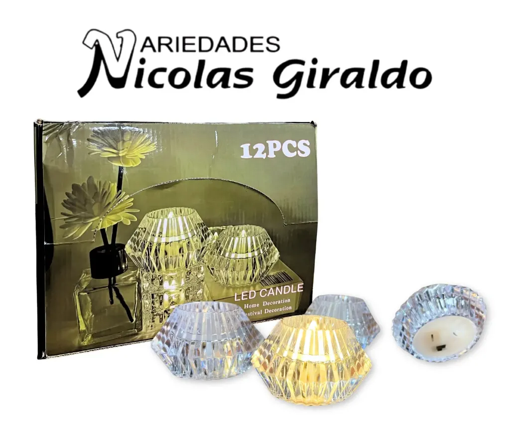 Vela pila transparente rombo caja x12