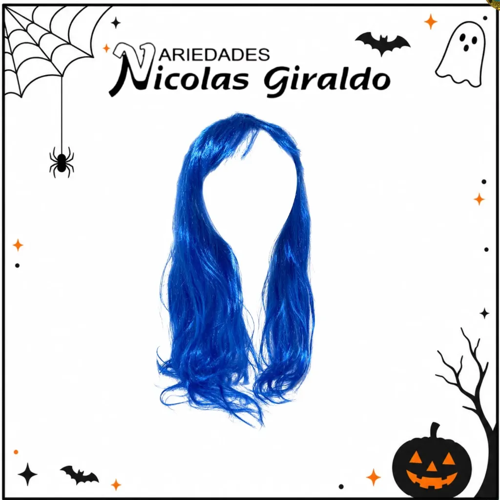 [DK201] Peluca lisa larga Azul halloween