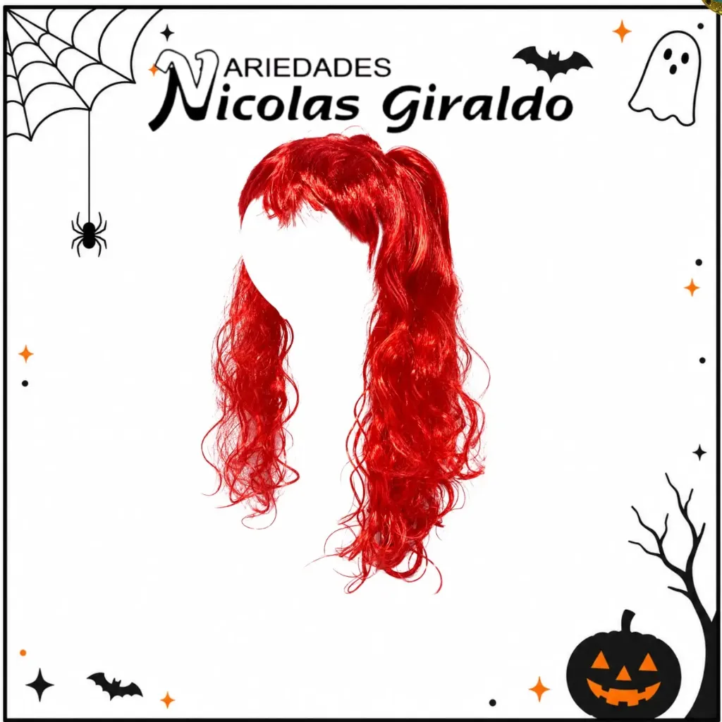 [DK205] Peluca ondulada larga roja halloween