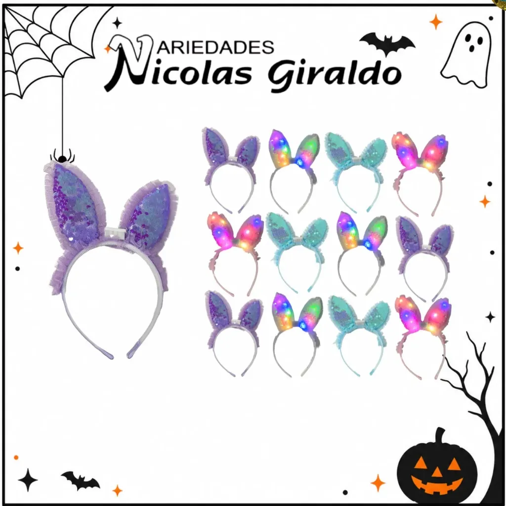 [DK3164] Diadema conejo lentejuelas con luz halloween