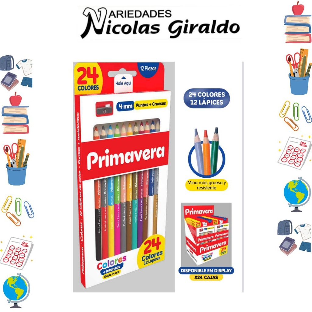 Color primavera doble punta x12