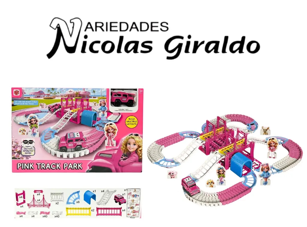 [CA10101] Pista carro infantil rosada x127 piezas