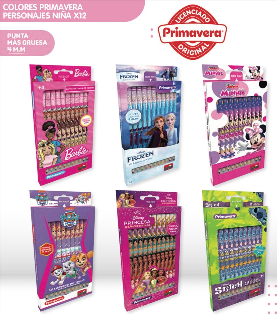 Color primavera personajes niña x12