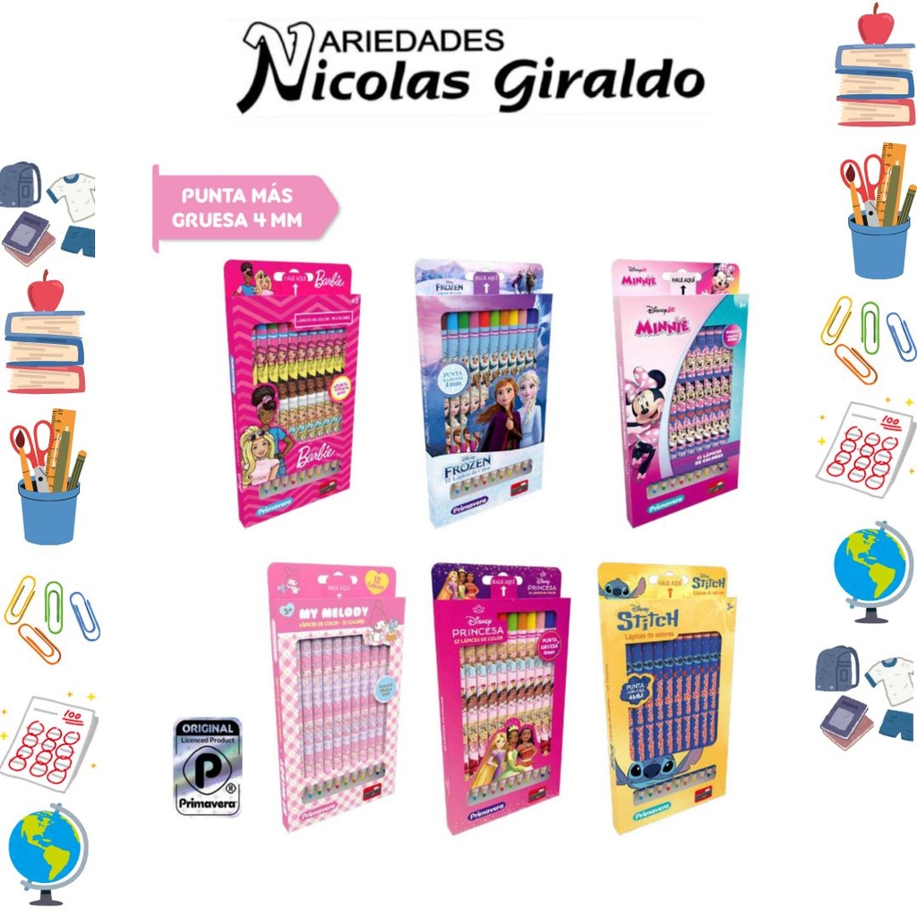 Color primavera personajes niña x12