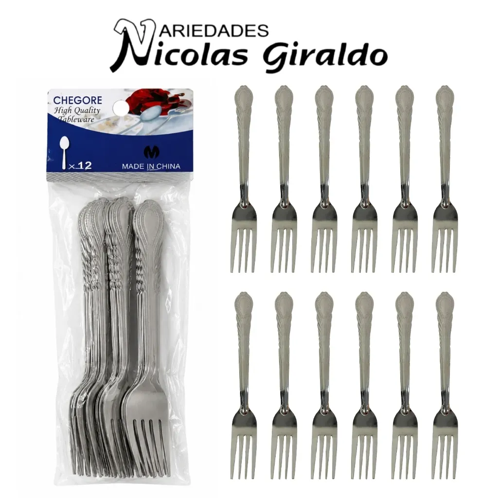 [YNC-119] Tenedor metal sencillo x12