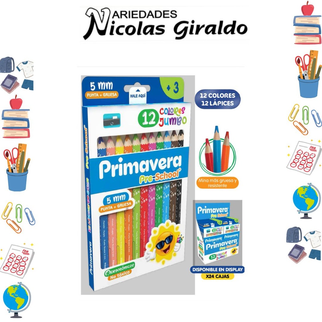 Color primavera pre-school jumbo x12