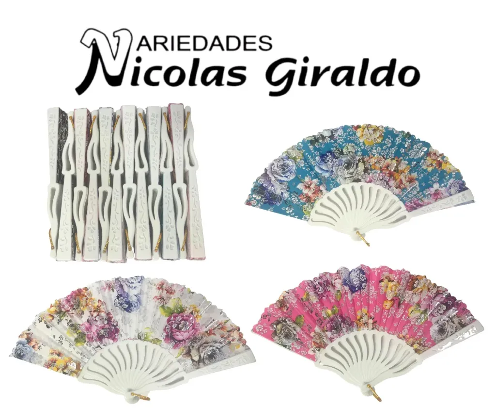 Abanico plastico blanco paquete x12