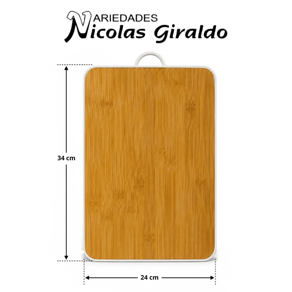 Tabla picar bambu con borde aluminio 24x34