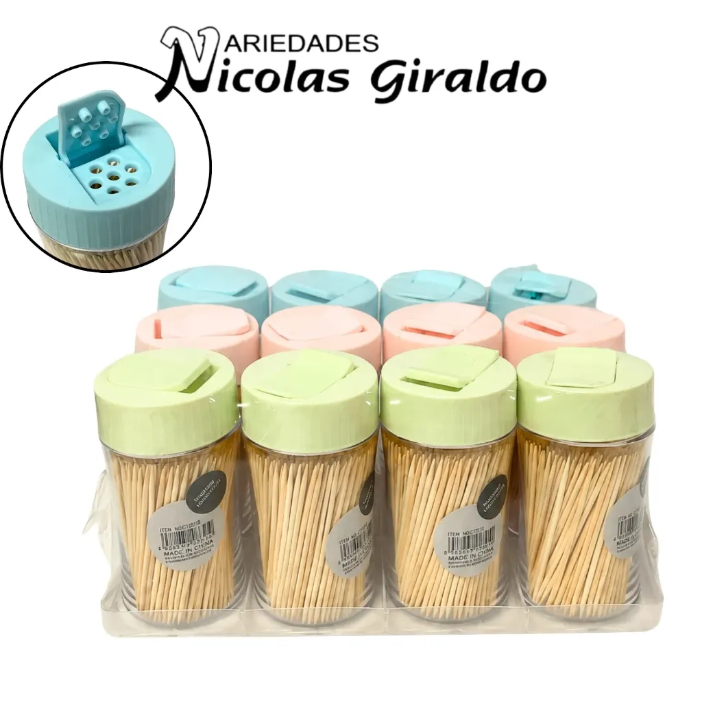 Palillero tarro fino con tapa clip paquete x12