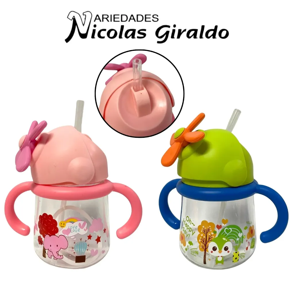 Vaso pitillo bebe elice estampado fino