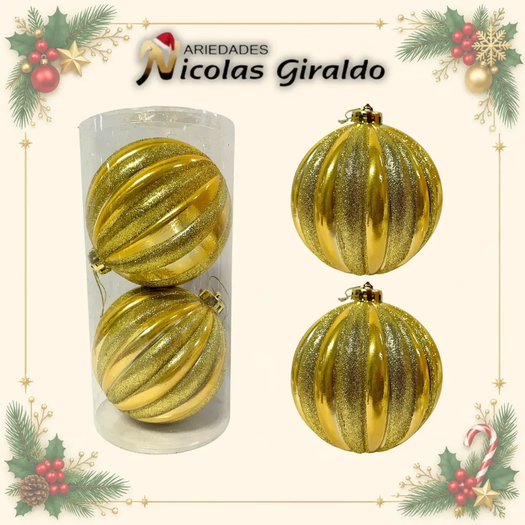 [2025WS-26D] BOLA X2 GRANDE DORADA DECORADA