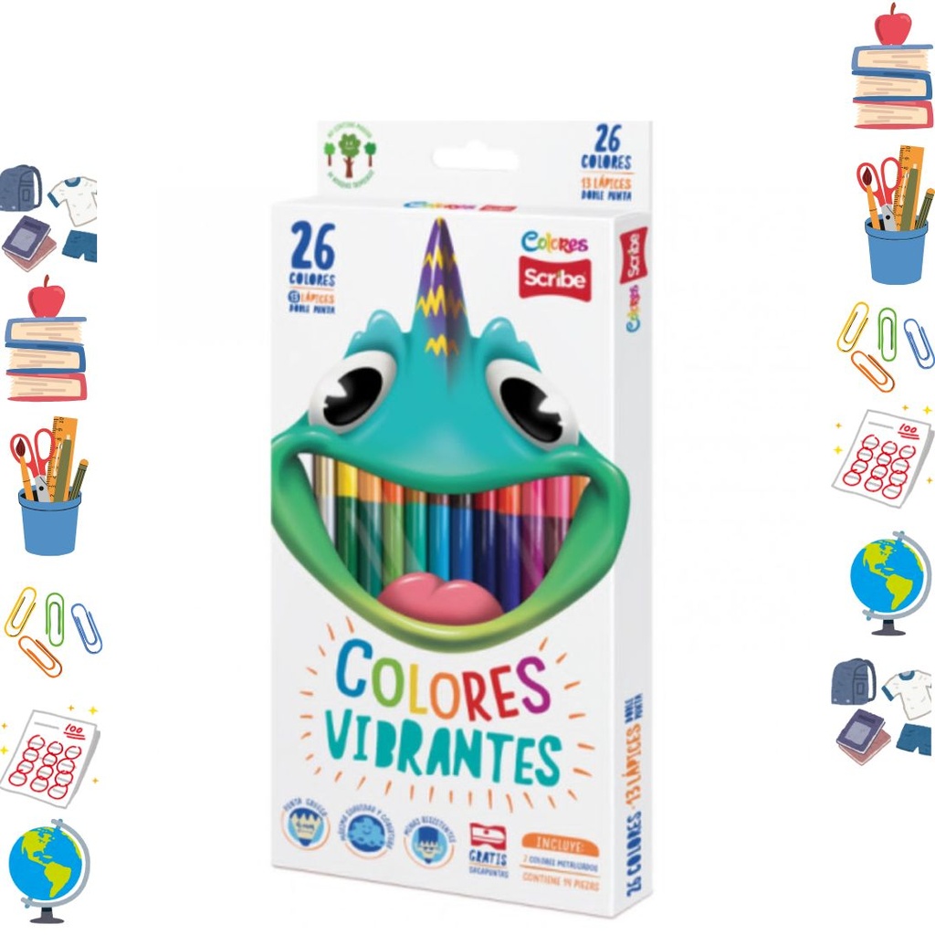 Color scribe doble punta x13 piezas 26 colores