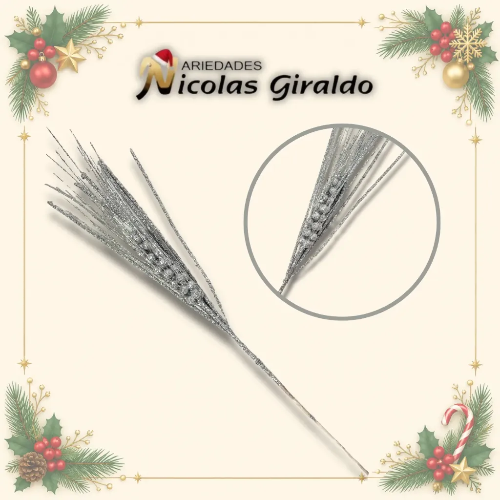 FLOR ESPIGA TIRAS PLATA