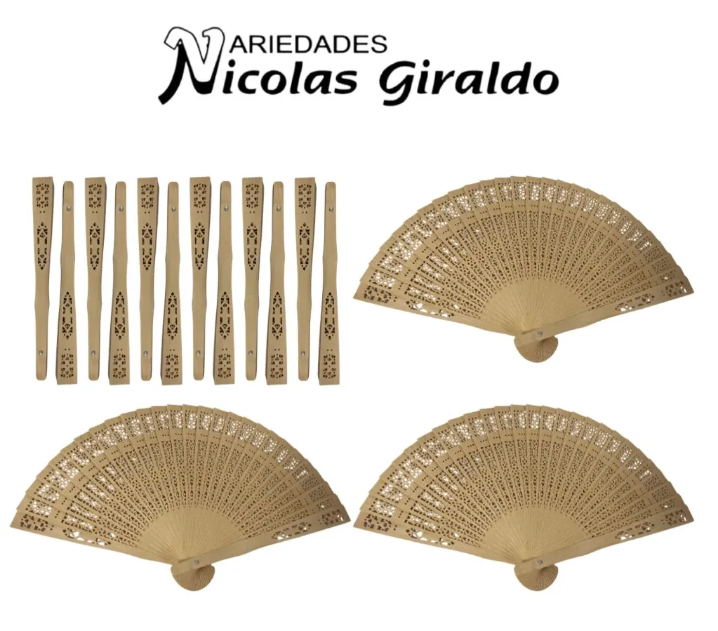 Abanico madera paquete X12
