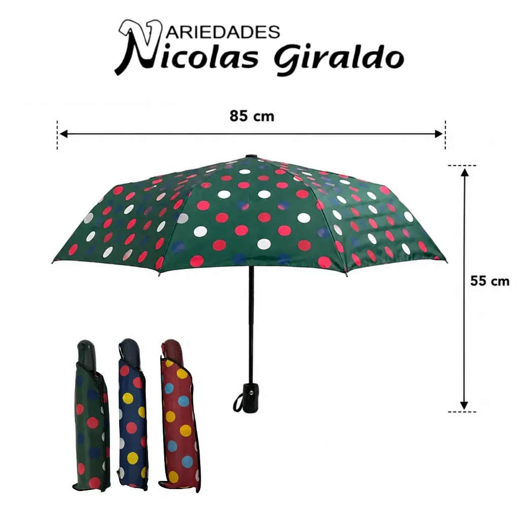 Sombrilla dama automatica estampada puntos