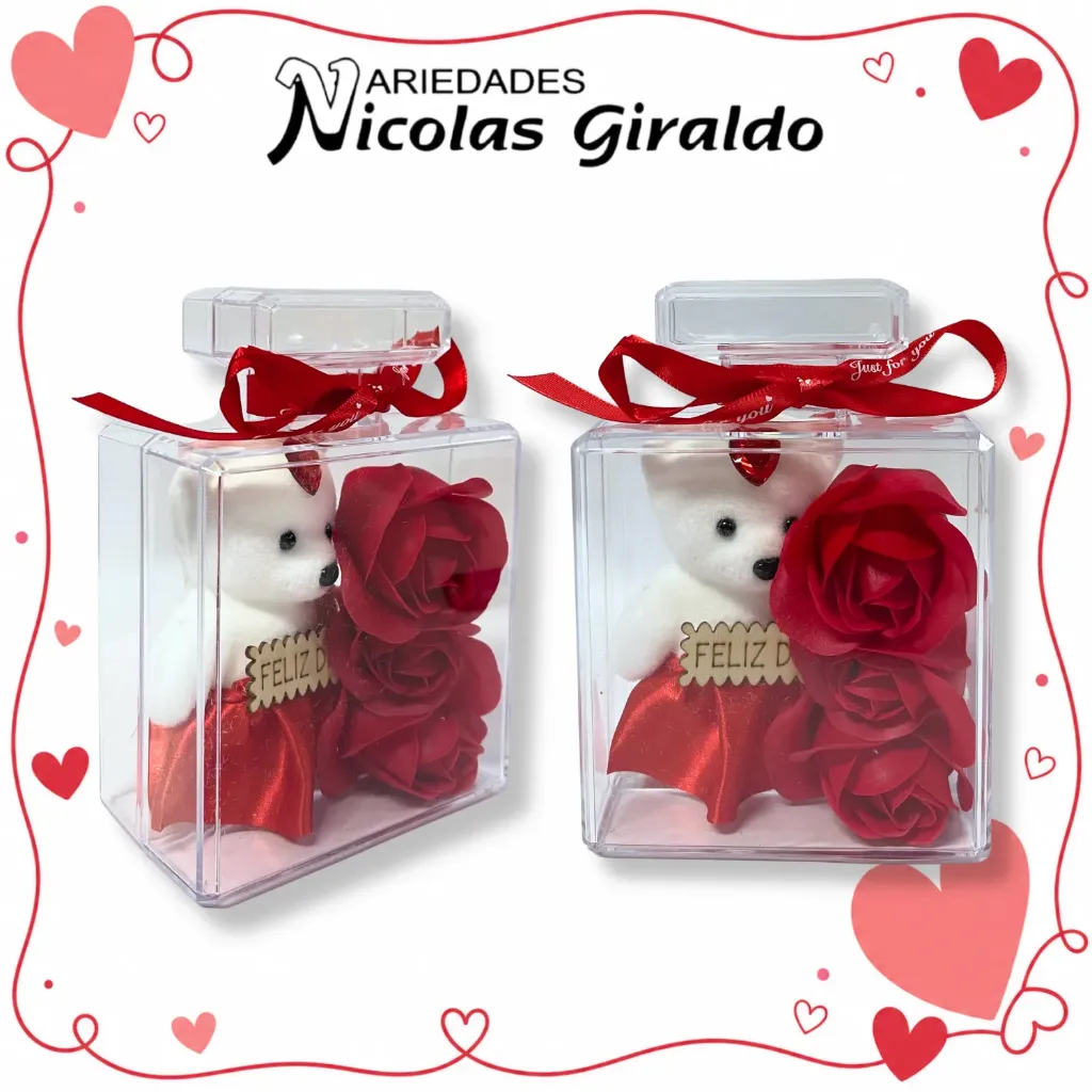 Detalle acrilico cuadrado oso con flor