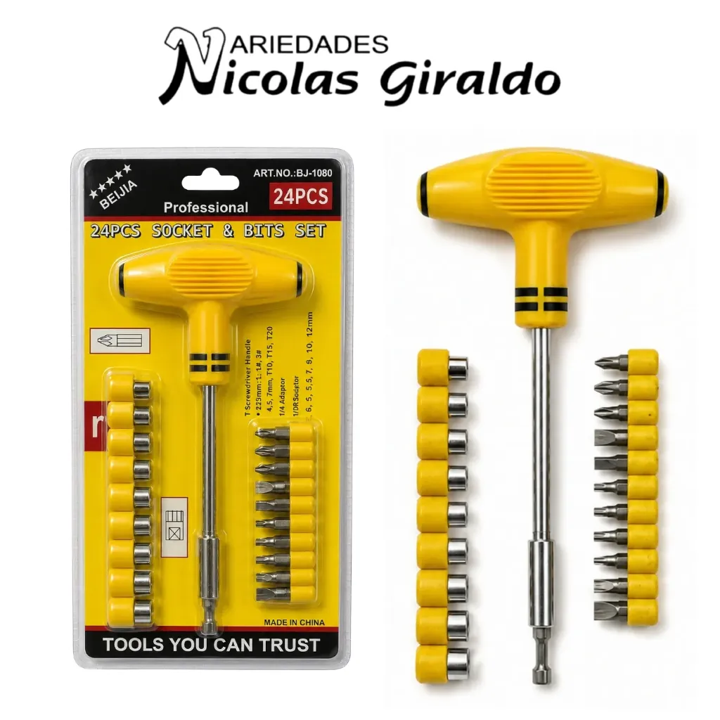[YNC-235] Destornillador mango en T 24 piezas en blister