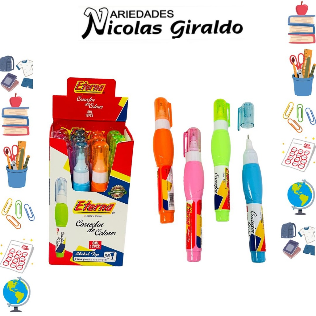 Corrector eterna 8 ml color caja x12