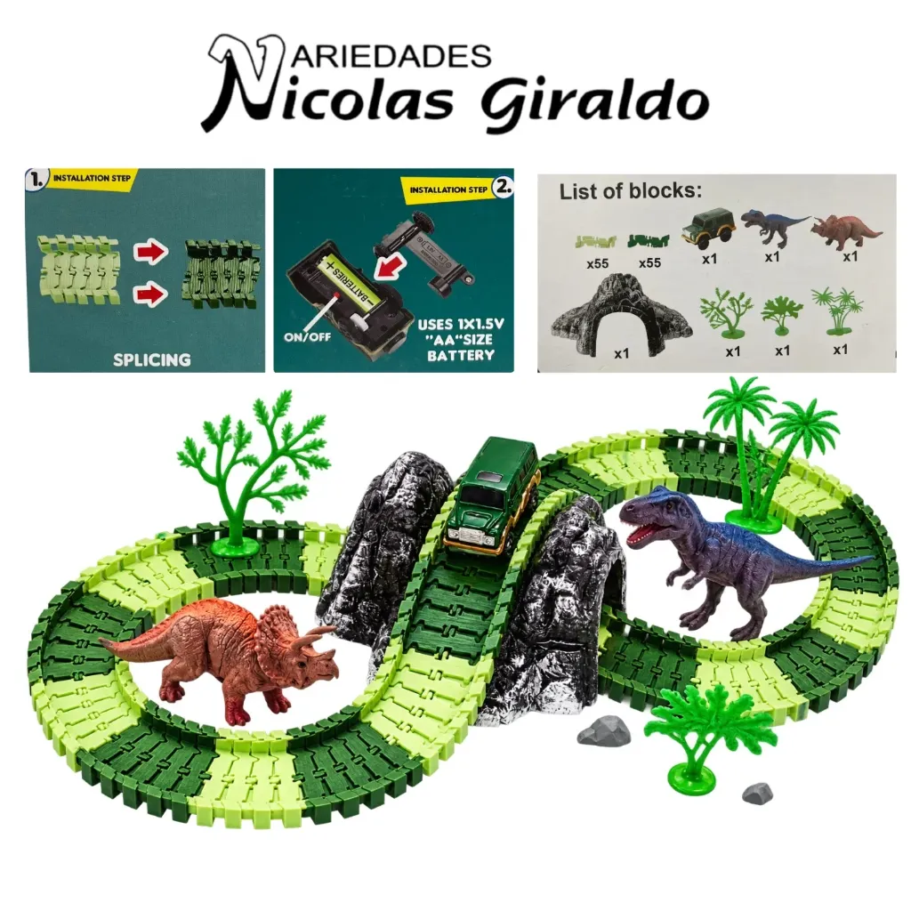 Pista carro dinosaurio x117 piezas