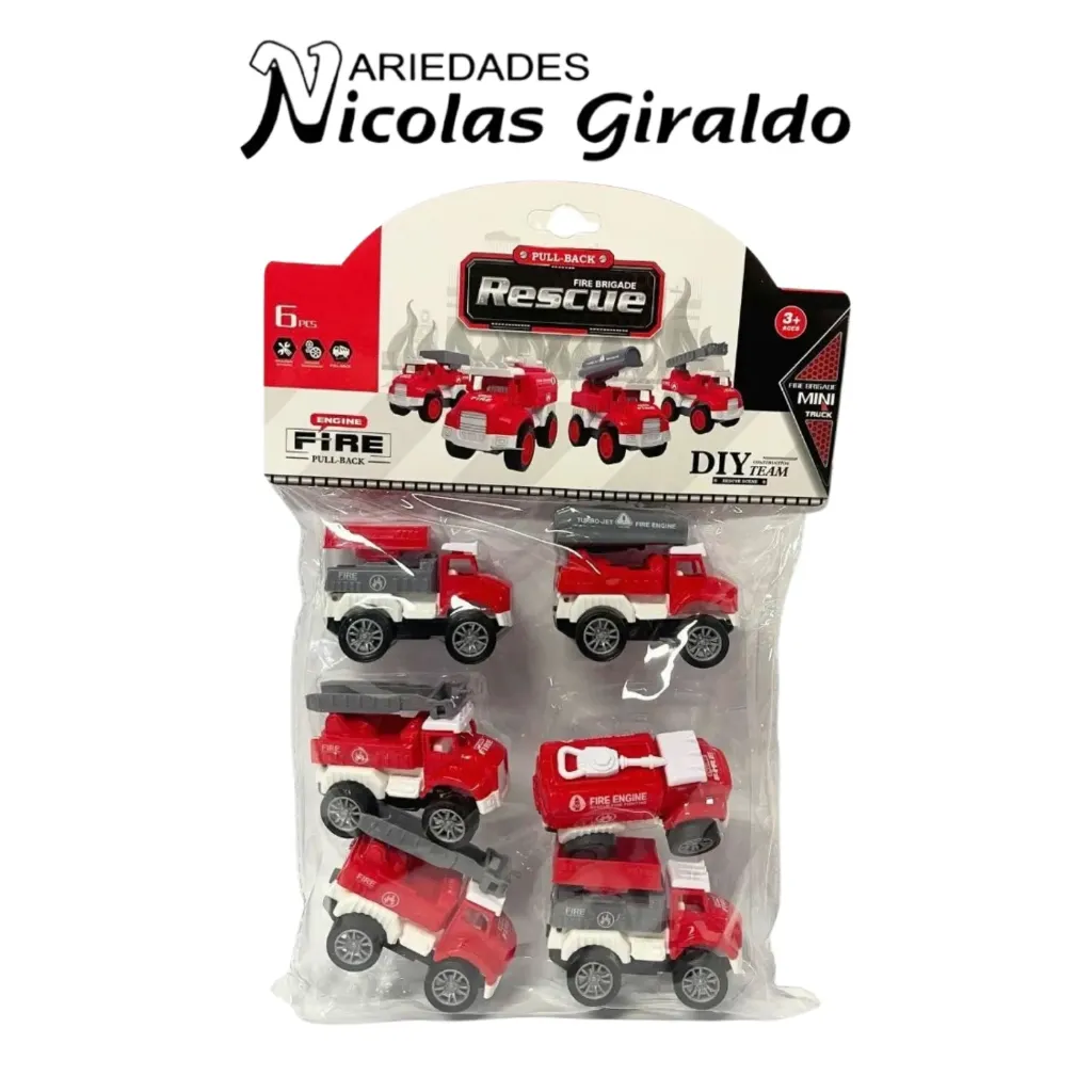 Carro impulso bombero mini x6 fino