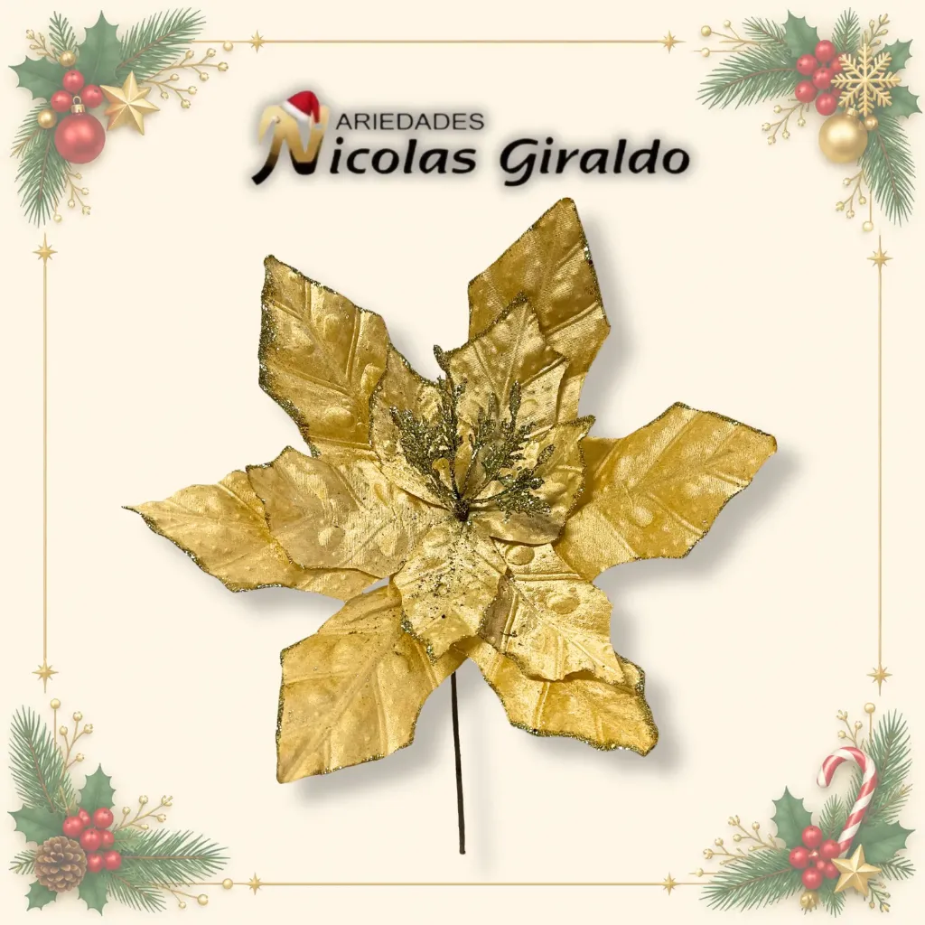 FLOR NAVIDAD GRANDE TODA DORADA