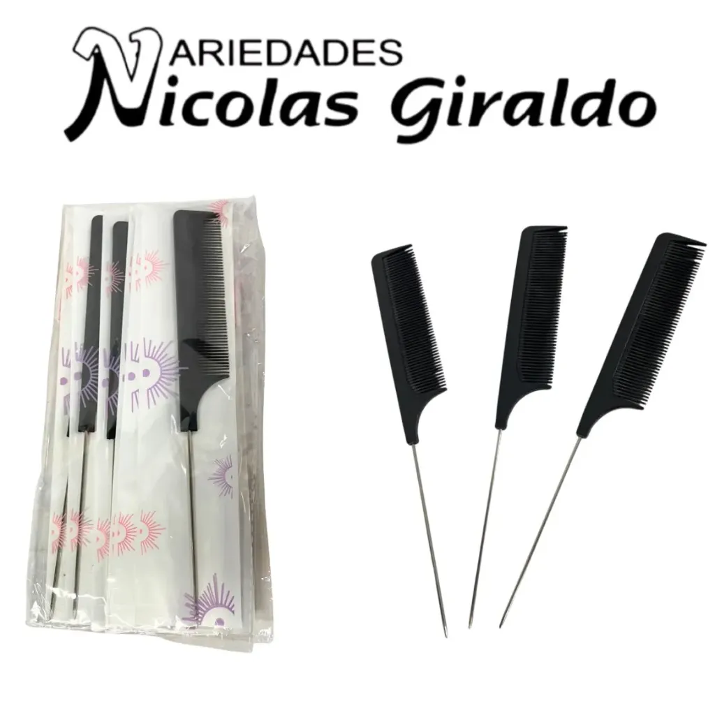 [SE2318] Peine cola raton metal negro PQT X12