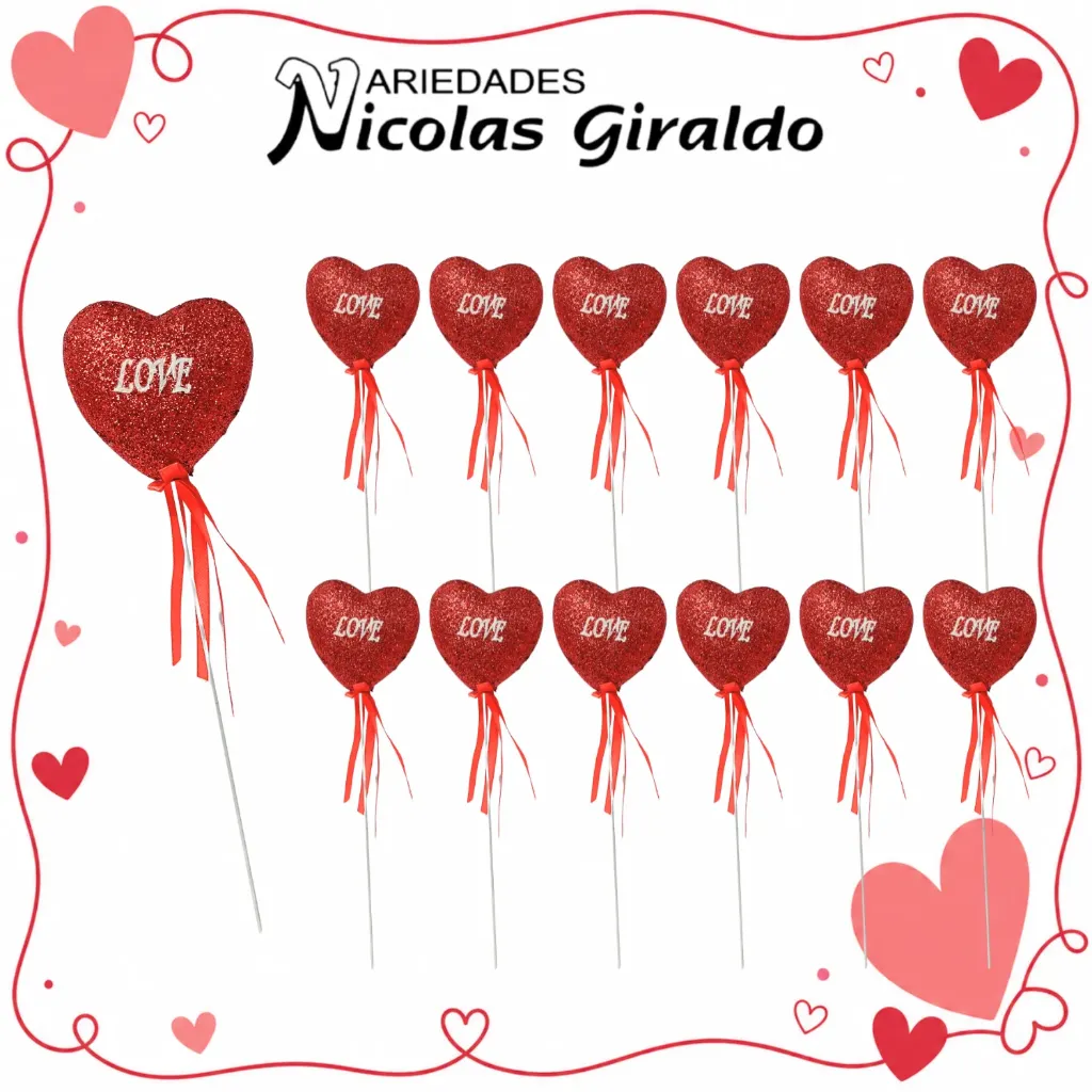 Corazon mediano love para ancheta paquete x12