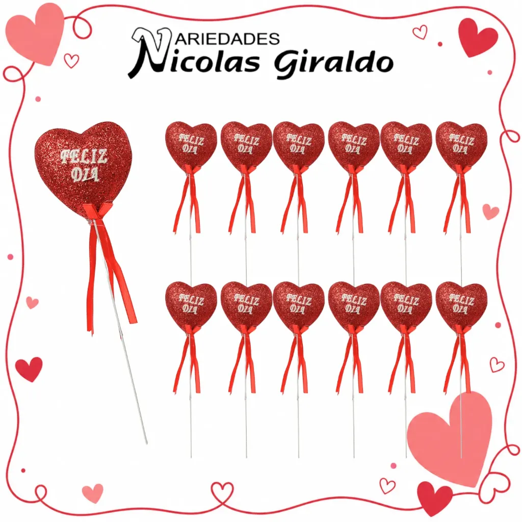 Corazon mediano feliz dia para ancheta paquete x12