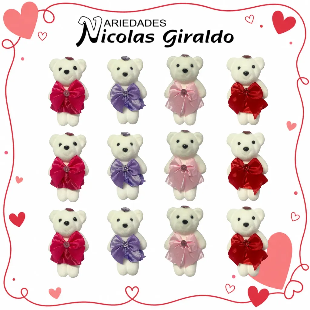 [YNC-234] Detalle oso decorativo moño para ancheta paquete x12