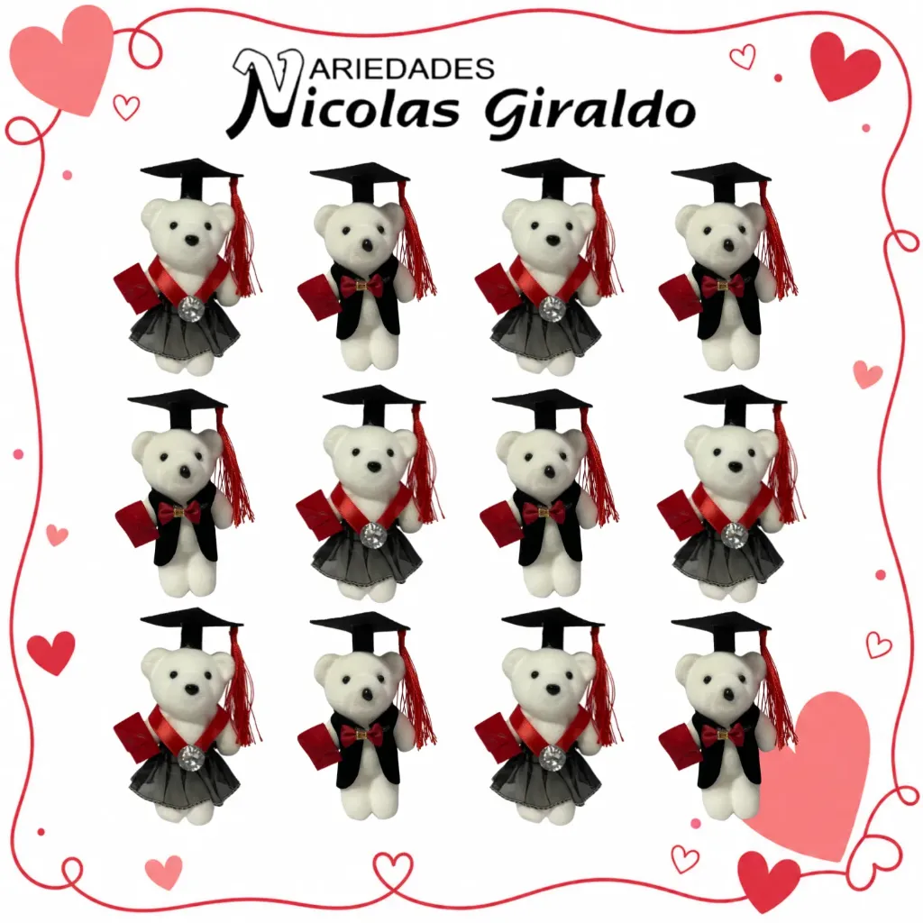 [YNC-232] Detalle oso decorativo graduacion  para ancheta paquete x12