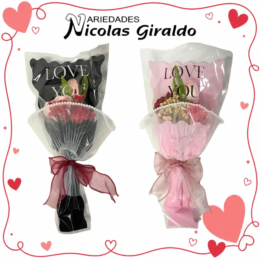 Detalle grande fino con rosa en bolsa