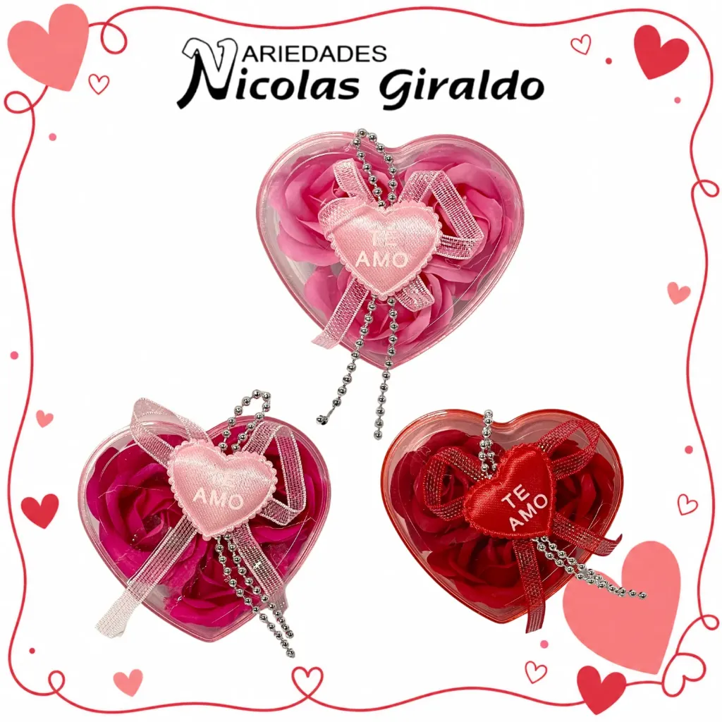 Detalle acrilico corazon pequeño con rosas