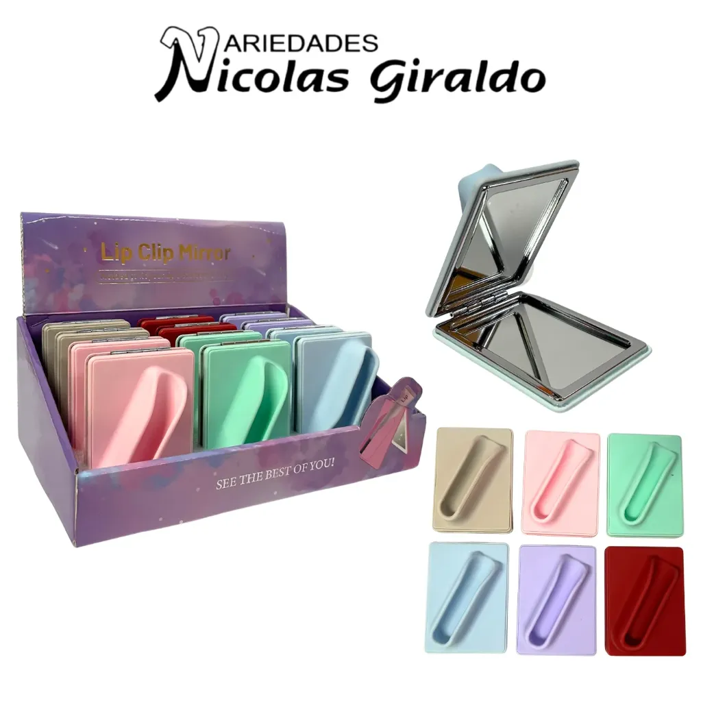 Espejo cartera dama fino con porta labial