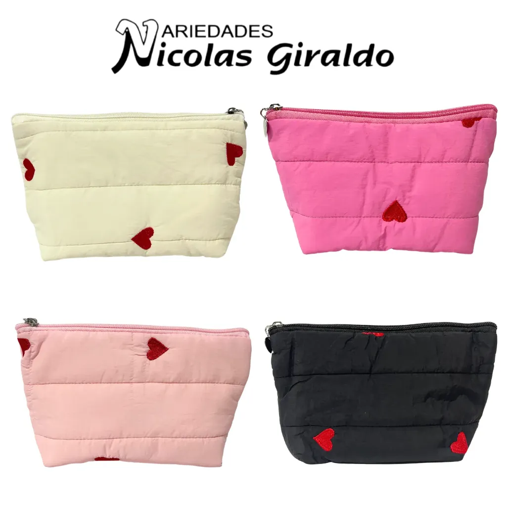 Cosmetiquera dama estampada corazon