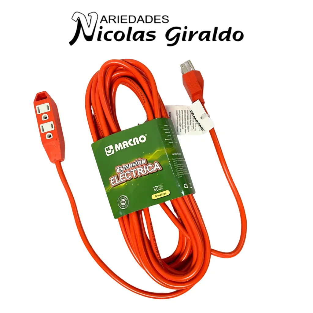 [MC-8M] Extension naranja Macao x8 metros con polo a tierra