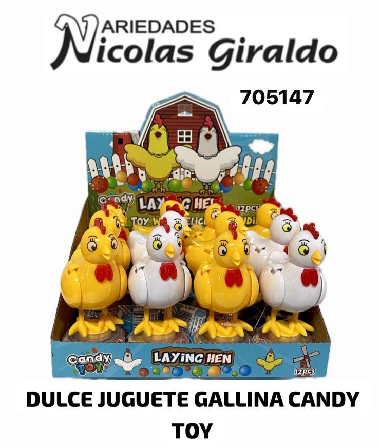 Dulce juguete gallina candy toy caja x12