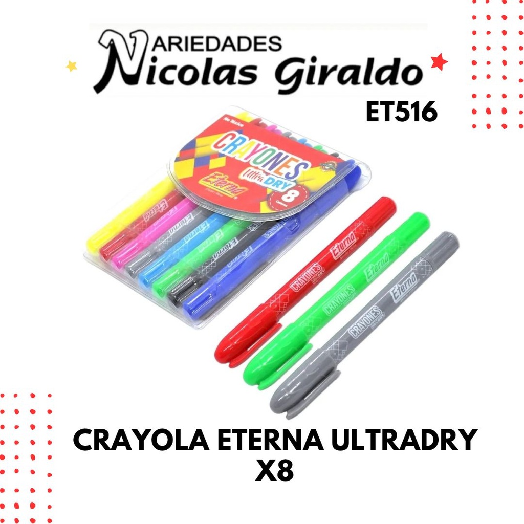 Crayola eterna ultradry retractil x8