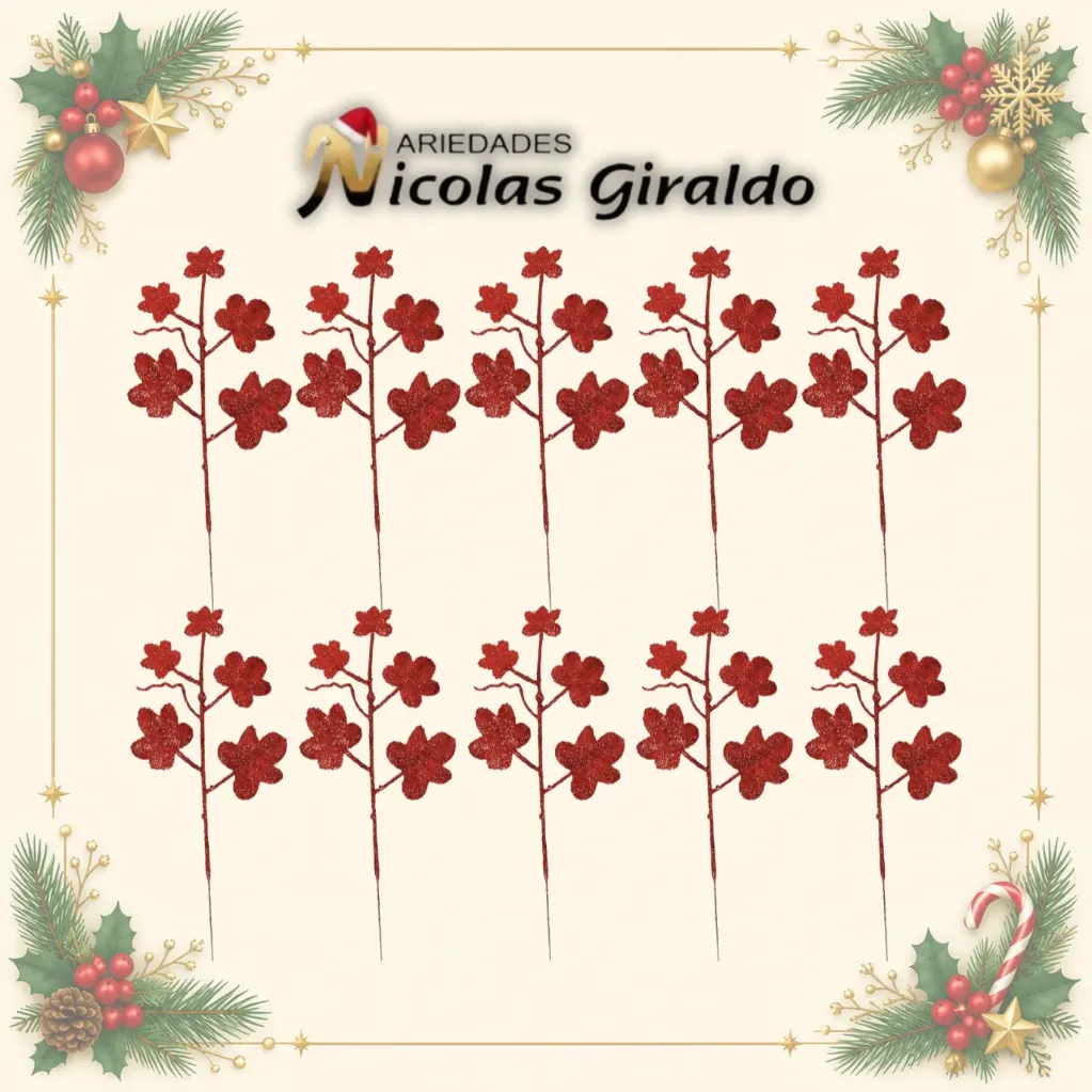 FLOR NAVIDAD RAMA MIRELLA ROJA PEQUEÑA PAQUETE X10