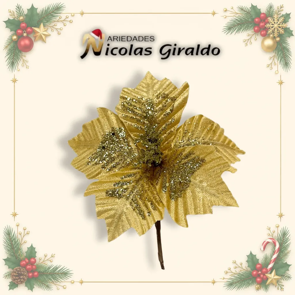 FLOR NAVIDAD PEQUEÑA DORADA