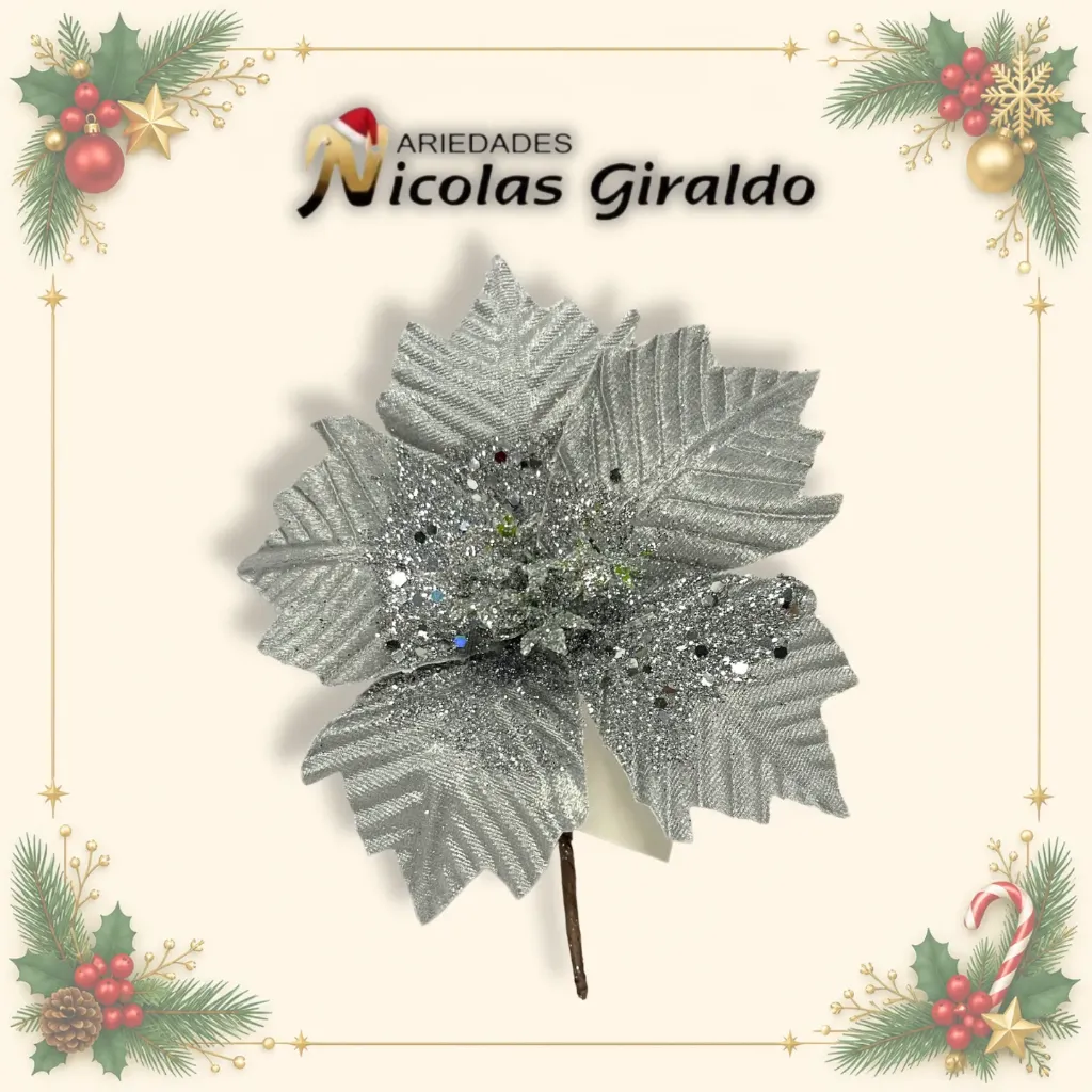 FLOR NAVIDAD PEQUEÑA PLATA
