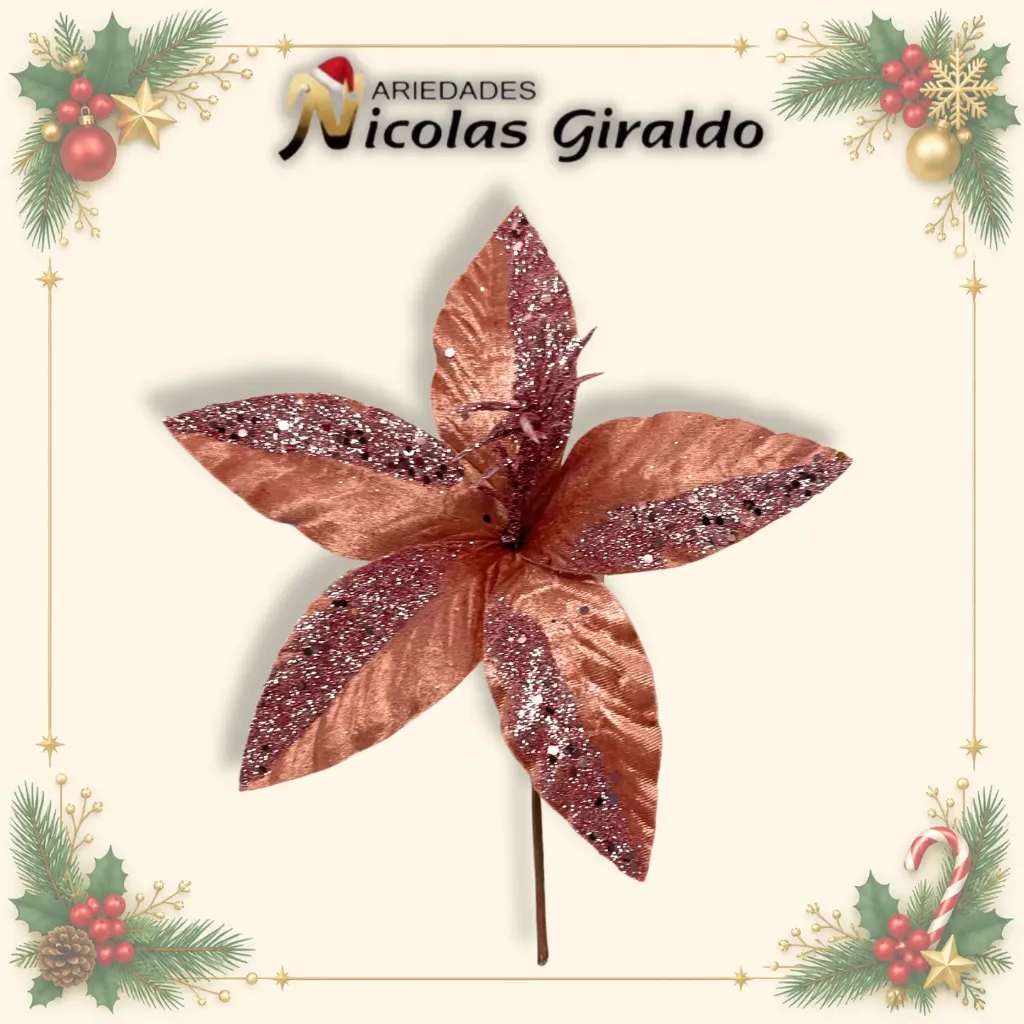 FLOR NAVIDAD MEDIANA PALO ROSA
